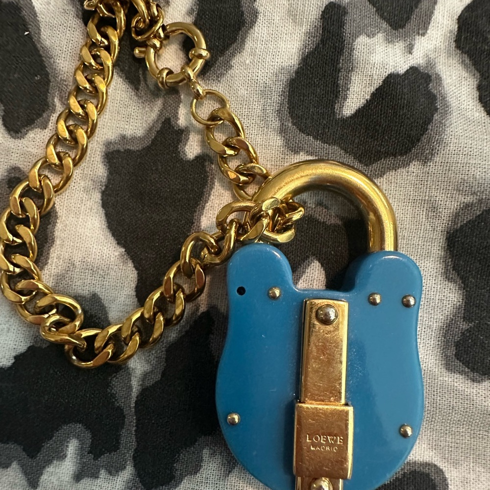 Loewe Blue and Gold Key Holder with Chain